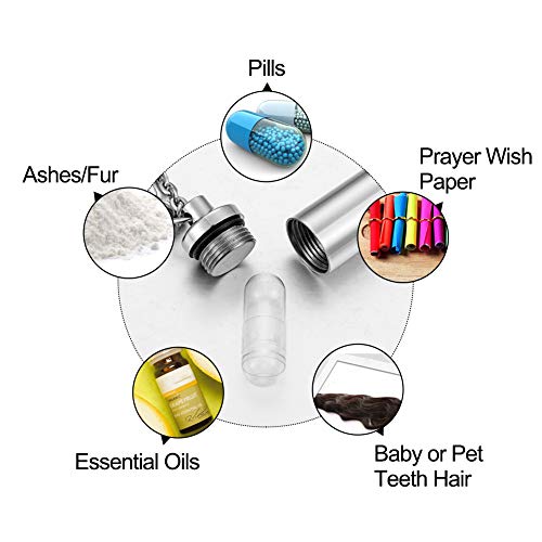 abooxiu Cylinder Cremation Urn Necklace with Angel Wing & Pet Paw - Ashes Keepsake for Dog/Cat Memorial - color: Silver-M