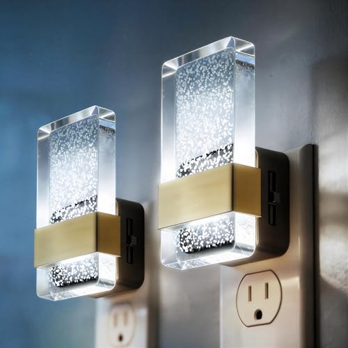 DORESshop LED Night Lights Plug into Wall, [2 Pack] Dimmable Nightlight | Bubble Decorative Night Light, Dusk to Dawn Sensor, Wall Sconce-Style Design Nightlights for Bathroom, Hallway - color: Daylight White - Bubble, size: 2 Count (Pack of 1)