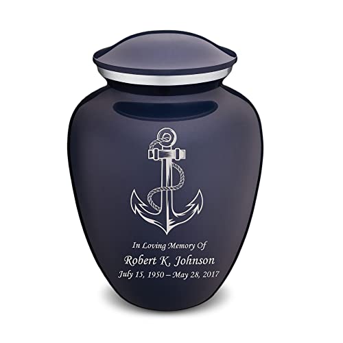 Adult Personalized Anchor Cremation Urns for Human Ashes I Large Cobalt Blue Funeral Urn for Men and Women I 200 lbs - color: Cobalt Blue