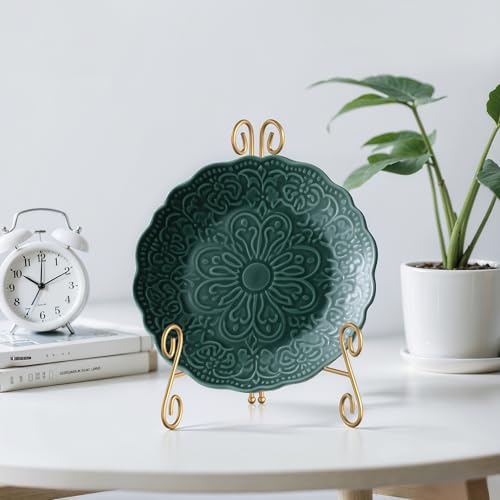 Gold Plate Stand, 12 Inch Decorative Holder for Displaying Platters, Heavy-Duty Metal Easel Stand for Picture, Photo Frame, Books and Round Objects