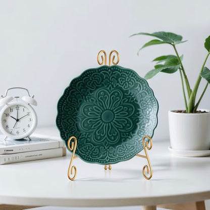 Gold Plate Stand, 12 Inch Decorative Holder for Displaying Platters, Heavy-Duty Metal Easel Stand for Picture, Photo Frame, Books and Round Objects