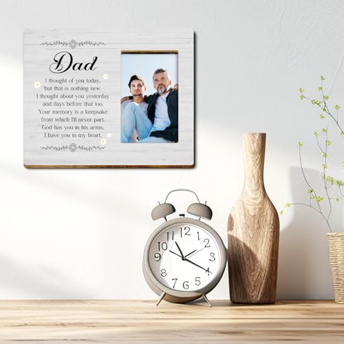 Memory Gifts for Loss of Dad,Condolences Memorial Sympathy Gifts for Loss of Dad Loved One,I Thought of You Today Dad Wood Picture Frame - style: Dad-3