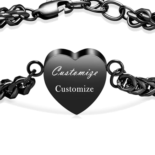 Hearbeingt Heart Urn Bracelet for Ashes Cremation Jewelry for Women Girls - color: A-Customize