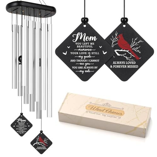 SteadStyle Memorial Gifts for Loss of Mom, Cardinal Memorial Wind Chimes | Sympathy Bereavement Gifts for Loss of Mother, Remembrance Condolence Gifts, In Memory of Mom Wind Chimes 26In Garden Patio