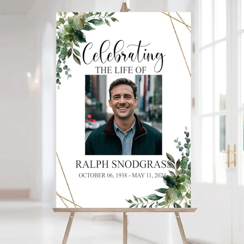 Custom Gold Celebration of Life Welcome Sign with Photo for Funeral - color: Sign 16