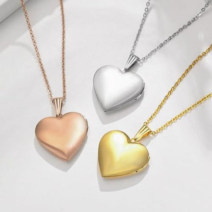 YOUFENG Love Heart Locket Necklace that Holds Pictures Polished Lockets Necklaces Birthday Gifts Unicorn - color: RoseGold