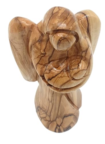 Zuluf 5.5" Hand-Carved Olive Wood Angel Statue Holding Baby - Authentic Holy Land Guardian Angel Figurine - Religious Gift for Baptism, New Mother, Expecting Mom & Christening - Bethlehem Wood - color: 5.5" Angel Holding Baby