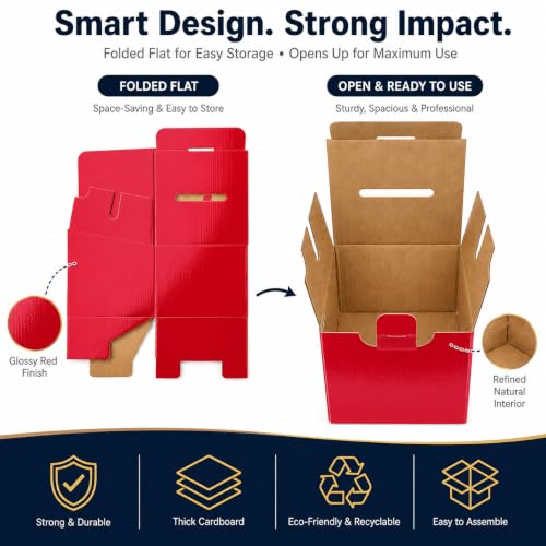 Raffle Ticket Donation Collection Ballot Box Reusable Sturdy thick Cardboard with Slot comment Suggestion Box With Removable Header 6H x 6W x 6D, Display area 6H x 6W(Red 10 pack) - color: Red