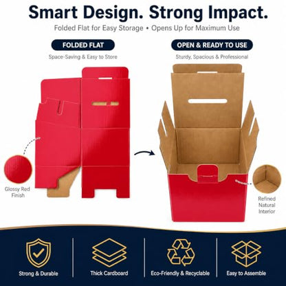 Raffle Ticket Donation Collection Ballot Box Reusable Sturdy thick Cardboard with Slot comment Suggestion Box With Removable Header 6H x 6W x 6D, Display area 6H x 6W(Red 10 pack) - color: Red