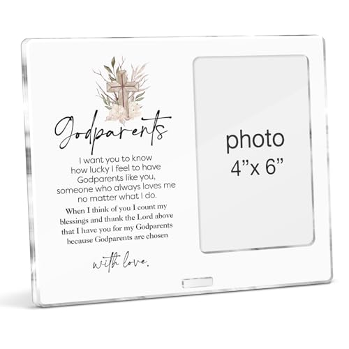 Godparents Gifts Picture Frame, Thank You Gifts for Godparent Godfathers Godmothers, Godparents Acrylic Photo Frames, Photo 4 x 6 Inches - color: Godparents- B
