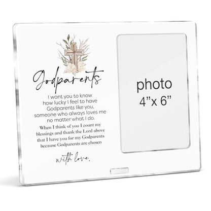 Godparents Gifts Picture Frame, Thank You Gifts for Godparent Godfathers Godmothers, Godparents Acrylic Photo Frames, Photo 4 x 6 Inches - color: Godparents- B