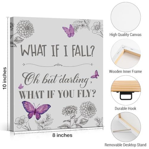 Inspirational Quote Wall Art Purple Butterfly Positive Poster Wall Decor - color: Purple Butterfly