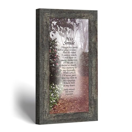 Crossroads Home Décor His Smile, in Memory of a Loved one, Loving Memory Gift, 7753BW | Sympathy Gifts for Loss of Loved One, Memorial Gifts for Loss of Son, In Memory of Dad, Loss of Father - color: Barnwood