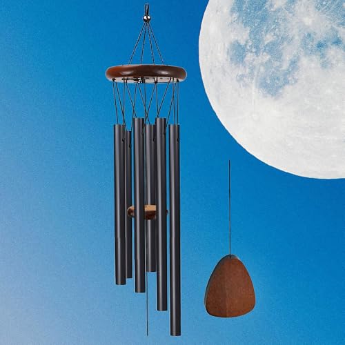 Wind Chimes for Outside Clearance,Aluminum Memorial Windchime Outdoor Suitable for Loss of Loved One Patio Decor Indoor Porch Balcony Garden Decor(Black) - color: Black