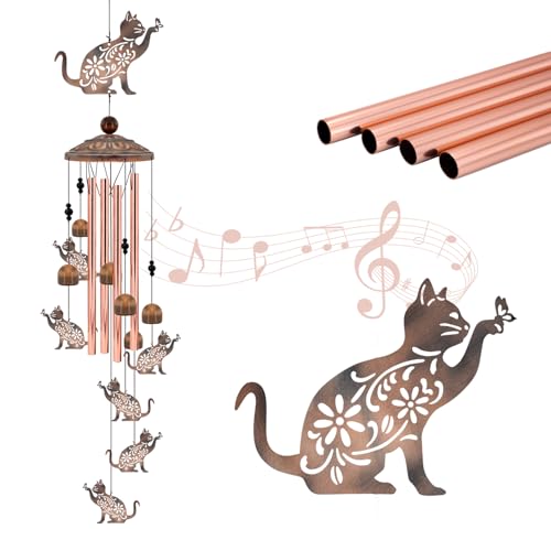 Cat Wind Chimes for Outside, 35'' Metal Cat WindChimes | Gifts for Women/Men, Decoration for Outdoor, Home, Garden, Patio, Backyard - size: 35"-Cat