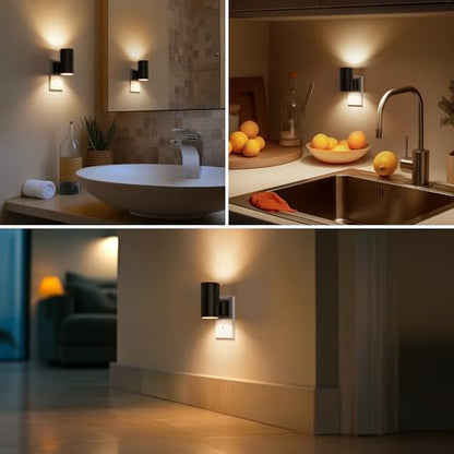 Night Lights Plug into Wall, Modern LED Night Light Plug in, Dusk to Dawn Sensor, Soft White 3000K, 0-100LM Adjustable Brightness, Dimmable NightLight for Hallway, Bedroom, Stairway, 2 Pack | Dusk to Dawn Sensor, Soft White 3000K, 0-100LM Adjustable Brigh