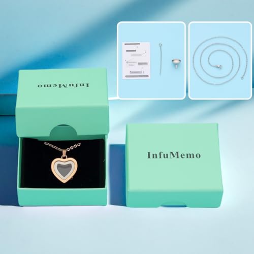 Glass Heart Cremation Urn Necklace for Ashes Stainless Steel Memorial Ash Pendant Keepsake Jewelry Cremation Jewelry for Women - color: Rose Gold