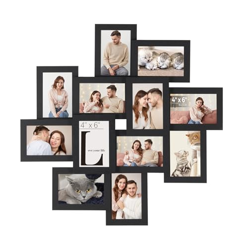 SONGMICS 12-Pack 4 x 6 Collage Picture Frames with Glass Front - color: Ink Black, size: 12 Pack