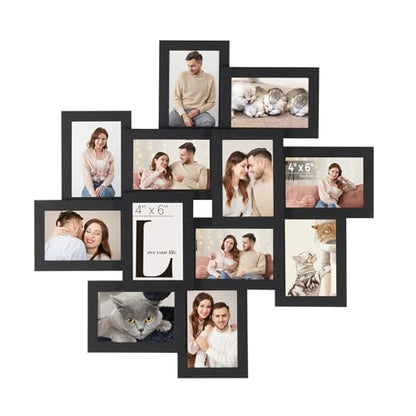 SONGMICS 12-Pack 4 x 6 Collage Picture Frames with Glass Front - color: Ink Black, size: 12 Pack