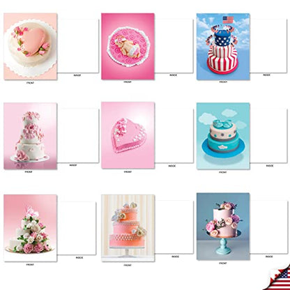 The Best Card Company - 36 Assorted Blank Notecards Bulk Box Set 4 x 5.12 Inch with Envelopes (36 Designs, 1 Each) Friendship Birthday Card Variety Pack - Cakes for All Seasons AM7074OCB-B1x36 - style: Cakes for All Seasons