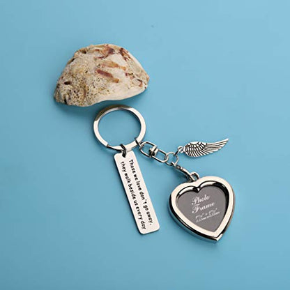 AKTAP Photo Frame Keychain Memorial Gifts Those We Love Don't Go Away Picture Frame Keyring - color: Photo Heart Keychain
