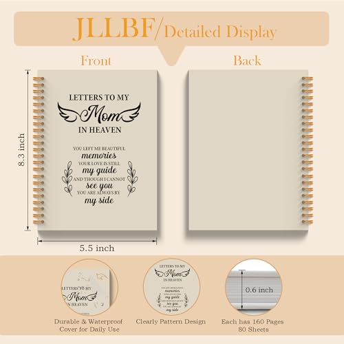 JLLBF Memorial Gifts For Loss Of Mom Spiral Notebook, Letters To My Mom In Heaven, Sympathy Gifts for Loss of Mother, Remembrance Bereavement Gift Journal Notebook, 5.5x8.3 Inch - color: Apricot Letters Mom