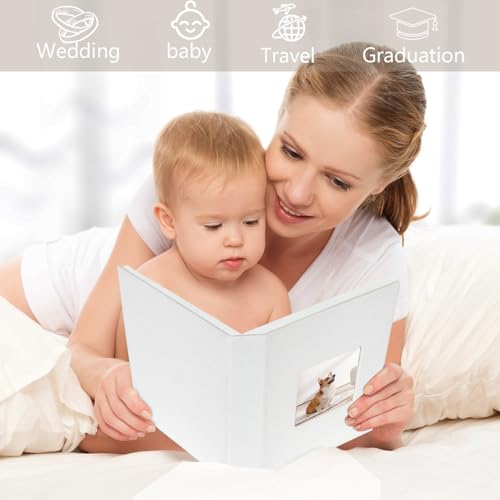 Artmag Mini Photo Album 4x6 50 Pockets 2 Pack, Linen Cover with Front Window Album Each Holds 52 Vertical Photos for Family Wedding Baby Children (White) - color: White, size: 50 Pockets/2PKS