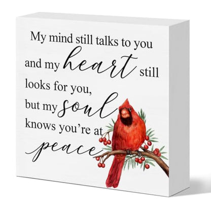 Sympathy Gift for Loss of Loved One, Memorial Remembrance Bereavement Gift Condolence Decor Sign Loss of Father Mother Son Brother Sister Cardinal Saying Decoration, You Are at Peace