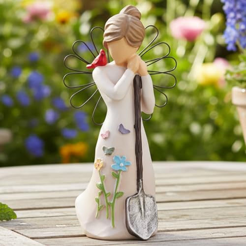 Gardening Gifts for Women-5.9"Unique Garden Angel Figurine | Birthday Housewarming Gifts for Mom Grandma Sister Friend,Sculpted Resin Angel Statues&Friendship Decor for Home - style: Shovel
