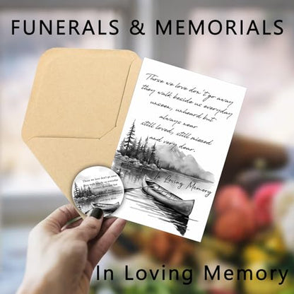 Bulk 50 Sympathy Thank You Cards with Envelopes for Funeral Favors, Round Engraved Wooden Memorial Keepsakes Pocket HugTokens Gifts, Funeral Wake Celebration of Life Decorations Ideas (Boat)