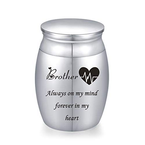 Decorative Memorial Keepsake Urns for Cremains Stainless Steel Mini 1.57 Inch High Small Funeral Urns Cremation Ashes Holder for Family Members - style: Brother