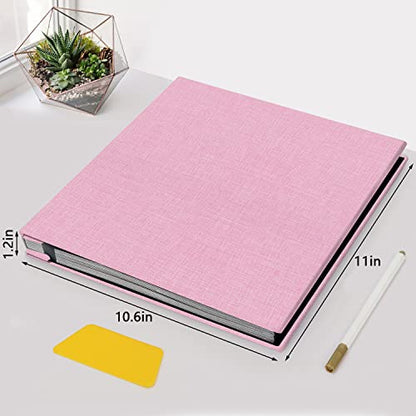 Zesthouse Photo Album Self Adhesive Pages, 60 Pages Magnetic Scrapbook Albums with Sticky Page, Photos Album Holds 8x10 & 5X7 & 4x6 & 6x8 & 3x5, Large Picture Book Ideal Gift for Family Wedding Baby - color: Pink, size: 11"x10.6"/Black 60 Pages