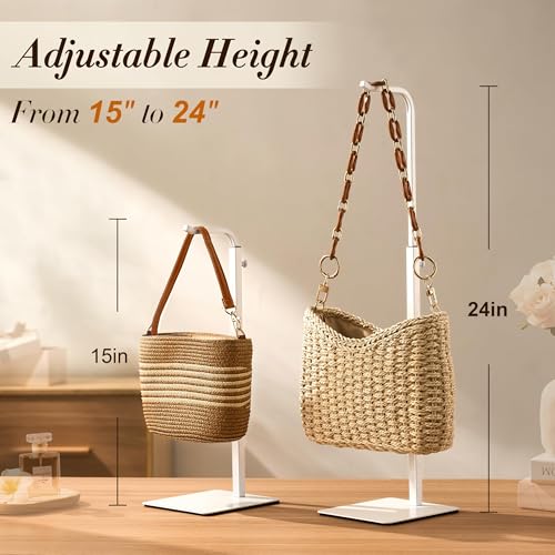 Adjustable Tabletop Purse & Banner Display Stand, White | Multi-use tabletop rack holds handbags, birthday banners, lanterns and wreaths for home, parties or retail. - color: White