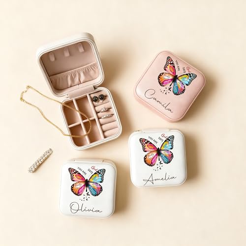 Ajiangwu Back To School Gifts,Personalized Travel Jewelry Case for Women Kids,Custom Small Jewelry Box Mini Teen Girl Gifts Trendy Stuff Jewelry Organizer for Rings, Necklaces, Bracelets - color: Design 5