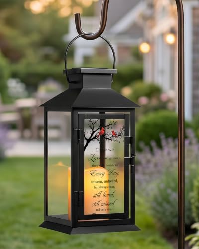 Solar Memorial Lantern Outdoor Waterproof, Sympathy Gifts for Loss of Loved One Mom Dad, Remembrance Grief Gift for Loss, in Memory of Loved One Gifts - style: Cardinal/Black
