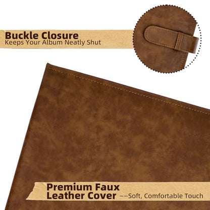 Vienrose 15"x13" Scrapbook Album Gift Set Faux Leather DarkBrown 100 Pages | 3 Ring Scrapbook With 100 Kraft Pages, 50 Plastic Sleeves, Blank Scrapbooks, Photobook, Valentine Gift Wedding Anniversary - color: Dark Brown, size: 15"X13" 50Sheets