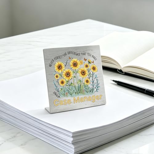Stainless Steel Desk Plaque with Sunflower Design, Inspirational Gift for Case Manager, Meaningful Appreciation Gift for Case Manager, Encouraging Desk Decor for Office HDESK15 - style: Case Manager
