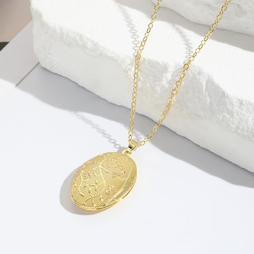 YOUFENG Love Heart Flower Locket Necklace that Holds Pictures Photo Locket Birthday Gifts - style: Flower Golden