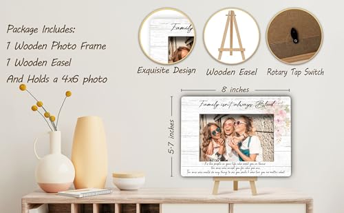 Best Friend Picture Frame, Family Isn't Always Blood Friends Picture Frame, Rustic Floral Family Photo Frame, Bestie Birthday Graduation Friendship Gifts Ideas, Home Office Tabletop Decor-f06 - size: Family Isn't Always Blood-06