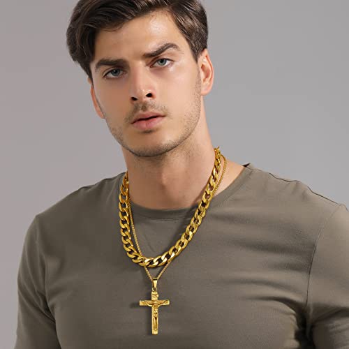 GOLDCHIC JEWELRY Urn Necklaces for Ashes, Stainless Steel Pet/Cross/Birthstone/Tree of Life Personalized Keepsake Memorial Jewelry for Women - color: Cross - 18k Gold Plated, style: Personalized Engraving