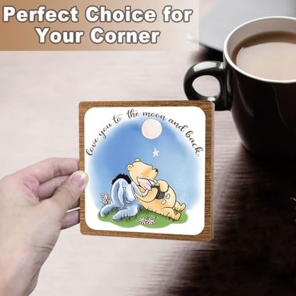 Winnie Inspirational Friendship Keepsake, Positive Desk Table Decor, 5″x 5″ | Meaningful Gifts for Women, Men, Friends, Family, Encouraging Decorations for Office Desks, Cubicles, Shelves - style: Love you to the moon and back