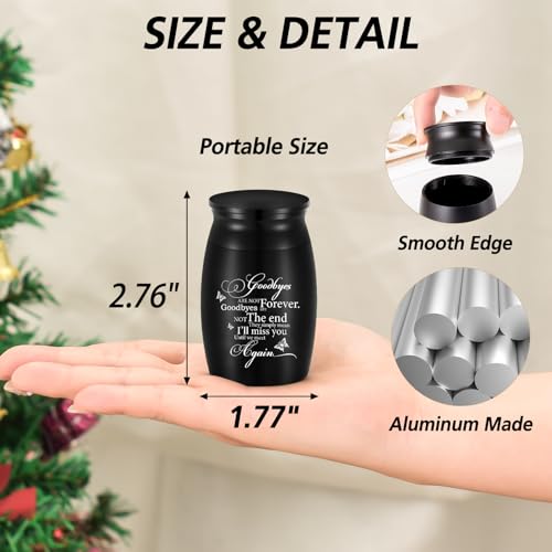Small Urns for Human Ashes Keepsake - 3 Inches Butterfly Mini Cremation Funeral Urn - Memorial Aluminum Ashes Holder