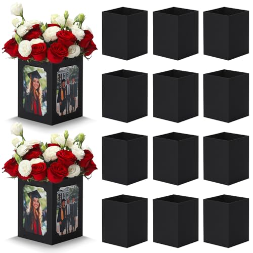 15 Pack Graduation Box Centerpieces for Table 6/7 In Photo Display - color: Black