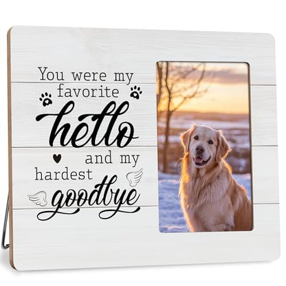 Pet Memorial Gifts for Dogs Remembrance Picture Frame, Loss of Dog Sympathy Gift, My Hardest Goodbye Frames Fits 4x6 Photo - color: Green
