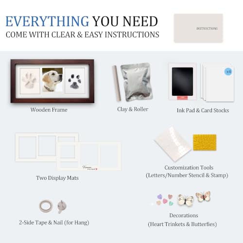 MYPAWLETS Paw Print Frame Kit,Dog/Cat Paw Print Keepsake,Espresso - color: Espresso