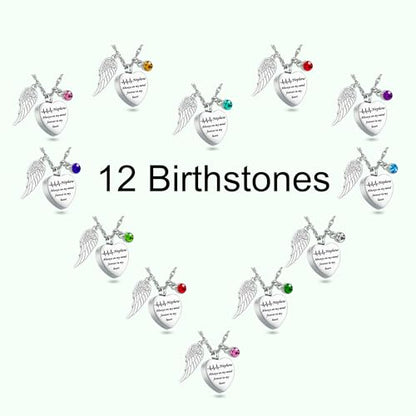 Gredstar Heart Urn Necklace for Ashes, ECG Memorial Pendant | Heartbeat Line, Angel Wing, 12 Birthstones, Stainless Steel, Screw Closure, Funnel & Box Included - style: Nephew
