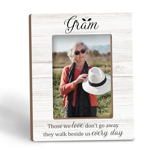Gram Memorial Gifts Picture Frame 5x7, In Loving Memory Wooden Photo Frame for Tabletop Desk Display, They Walk Beside Us Sympathy Gift for Loss of Gram from Grandchildren Home Room Decor - color: gram memory