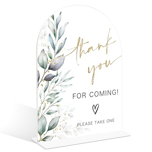 Acrylic Wedding Signs, Greenery Theme Thank You for Coming Sign, Wedding Reception Signage, Bridal Shower Table Decor with Stand, Engagement, Anniversary, Newlywed Events and Parties Supplies, 10 - color: Thank You for Coming Sign, 10