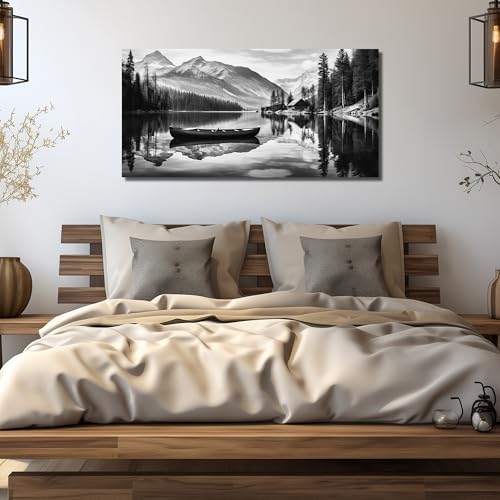 JuhaiArt Landscape Wall Art Black Wall Art Print for Office - color: Black, size: 48"L x 24"W
