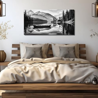 JuhaiArt Landscape Wall Art Black Wall Art Print for Office - color: Black, size: 48"L x 24"W